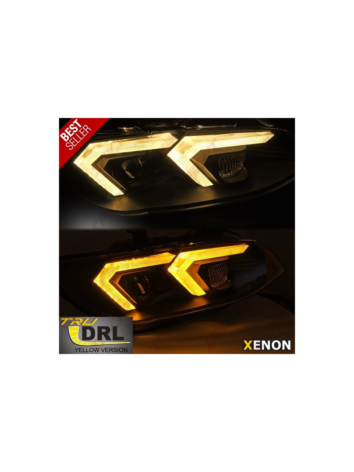 Faróis XENON Angel Eyes Yellow / Black - BMW E92 / E93 LCI (2010-2013)