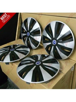 Pack 4 Tampões de Roda 15" - V.1 FIAT Silver&Black (Auto-Caravanas / Van / Mini-Bus)