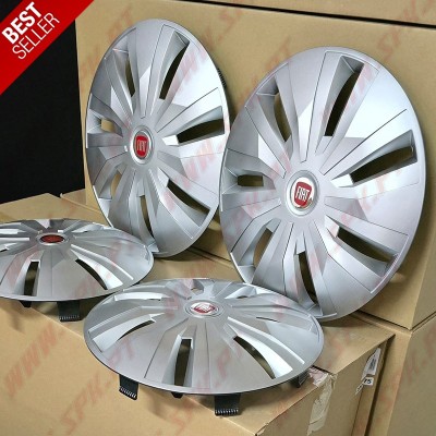 Pack 4 Tampões de Roda 15" - V.1 FIAT Silver (Auto-Caravanas / Van / Mini-Bus)