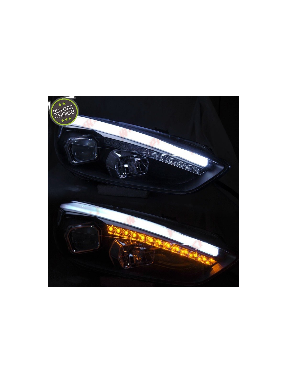 Faróis Look DRL V.2 LED Black - Ford Focus 4 (2014-2018)