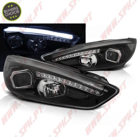 Faróis Look DRL V.2 LED Black - Ford Focus 4 (2014-2018)