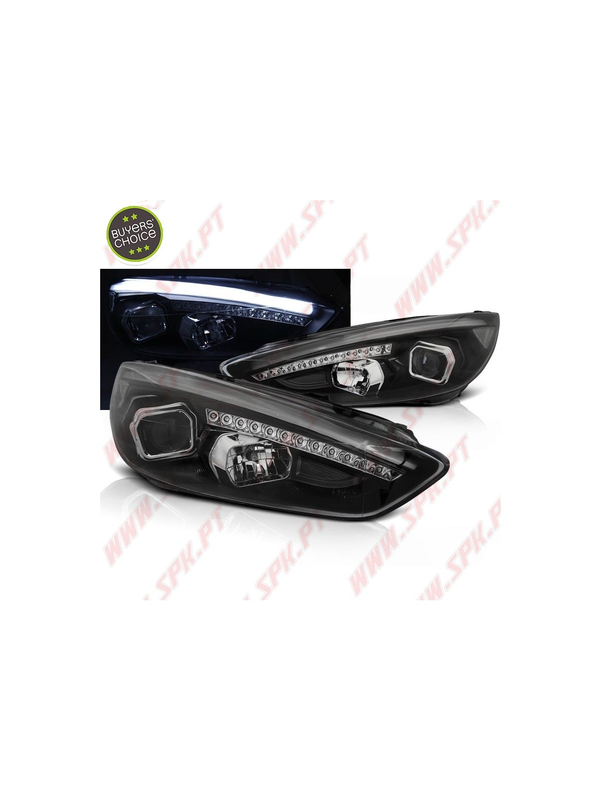 Faróis Look DRL V.2 LED Black - Ford Focus 4 (2014-2018)