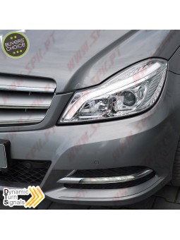 Faróis Look DRL LED Chrome - Mercedes W204 (2011-2014)