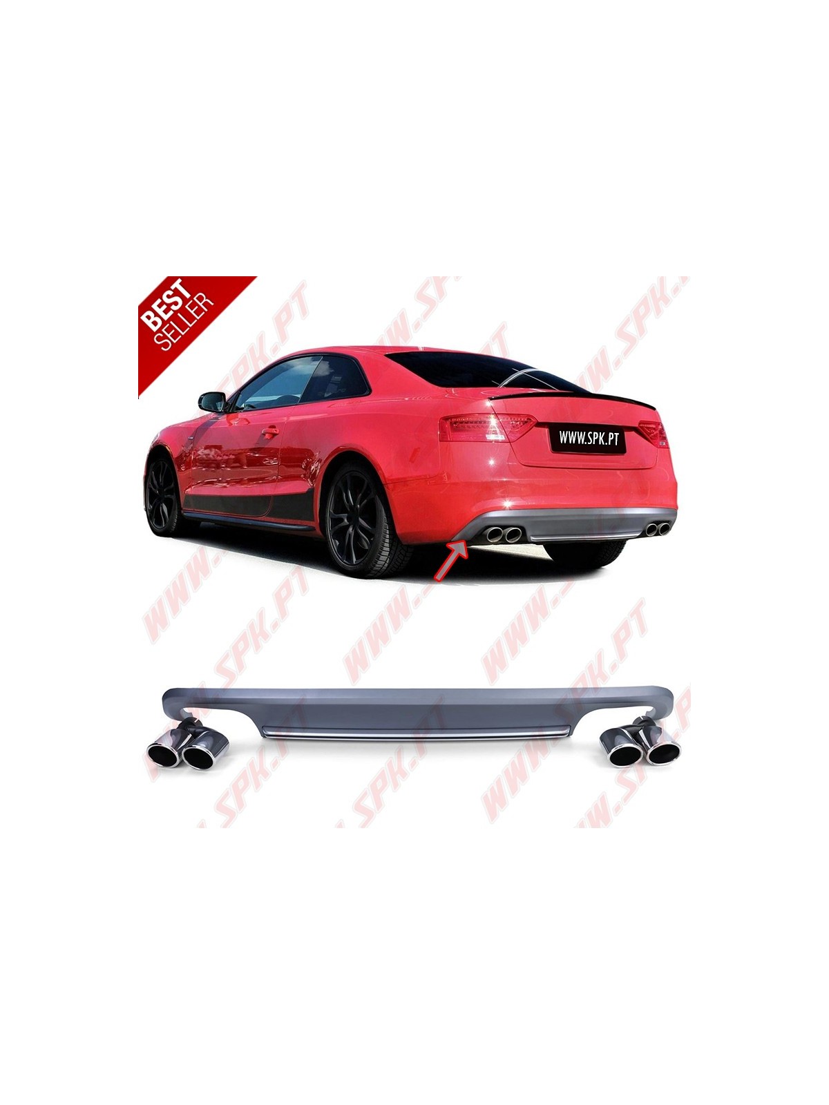 Difusor Traseiro + Ponteiras Look S5 - Audi A5 8T (2011-2016)