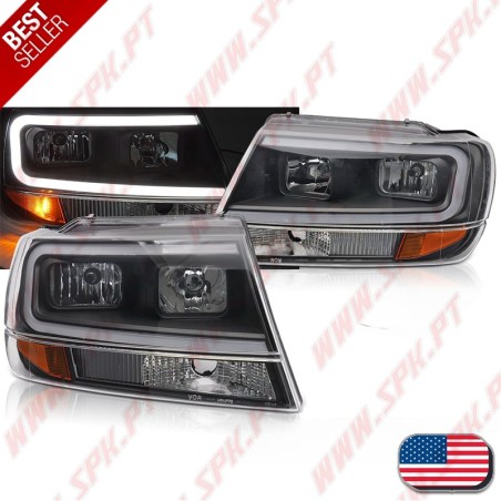 Faróis Tube-Light / Black - Jeep Grand Cherokee WJ (1999-2005)