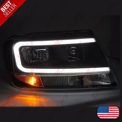 Faróis Tube-Light / Black - Jeep Grand Cherokee WJ (1999-2005)