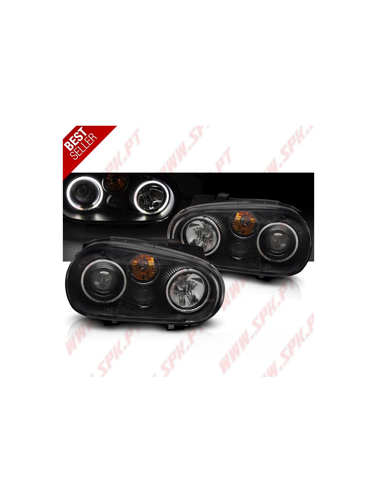 Faróis Angel Eyes CCFL V.2 / BLack - VW Golf 4 (1997-2003)