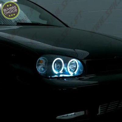 Faróis Angel Eyes CCFL / BLack - VW Golf 4 (1997-2003)
