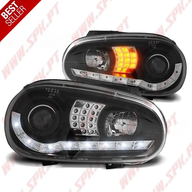 Faróis Daylight / BLack - VW Golf 4 (1997-2003)