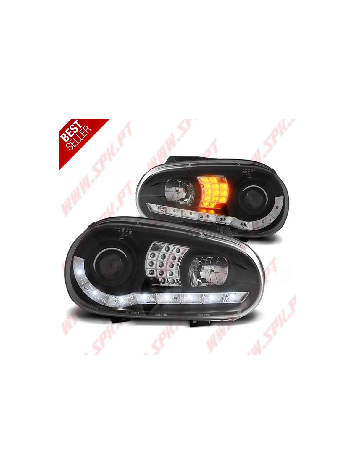 Faróis Daylight / BLack - VW Golf 4 (1997-2003)