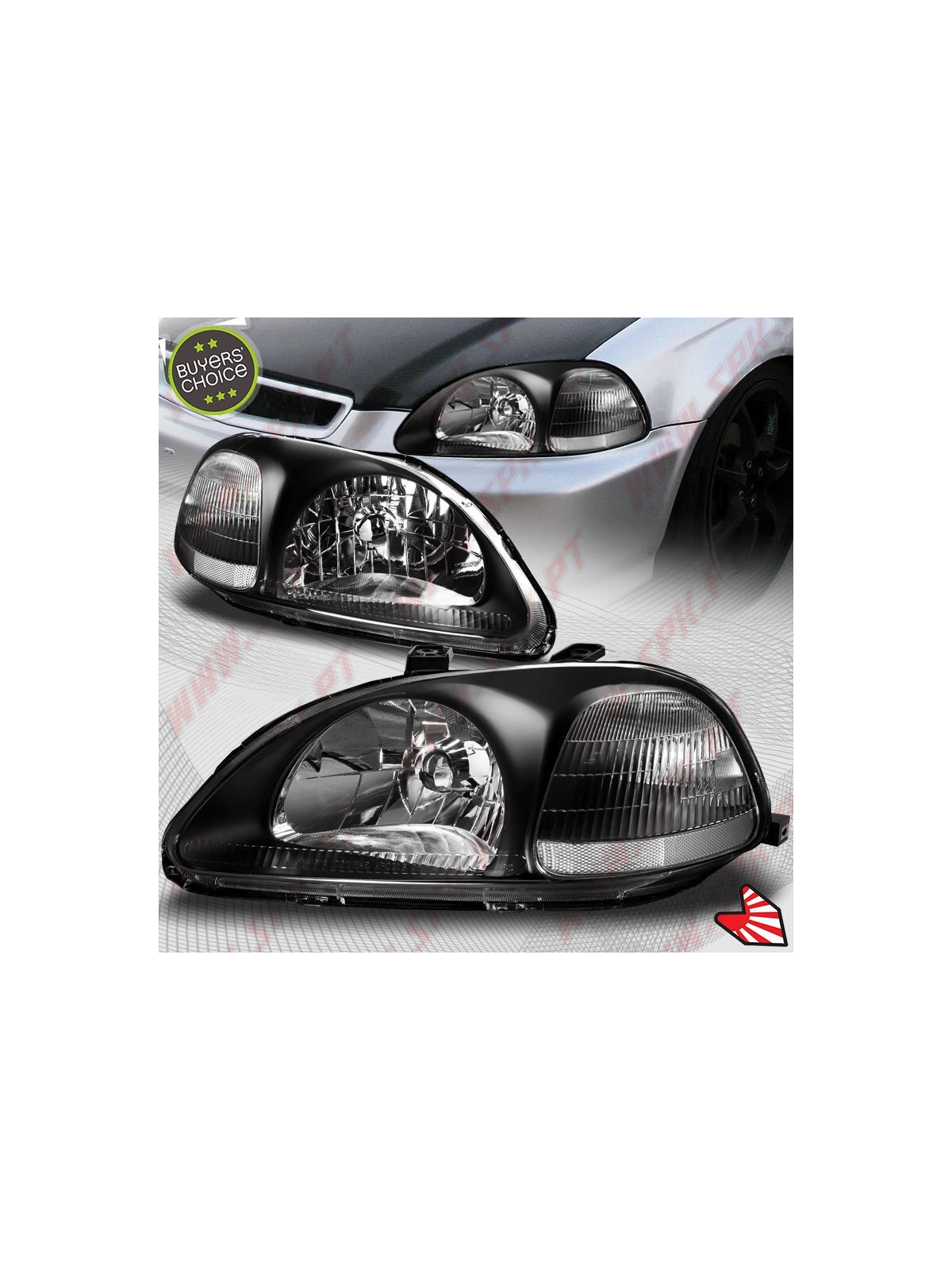 Faróis Look JDM Black  - Honda Civic Pré-Facelift (1996-1998)