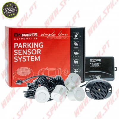 Kit 4 Sensores de Parqueamento Traseiros 22mm - Branco - C/Aviso Sonoro