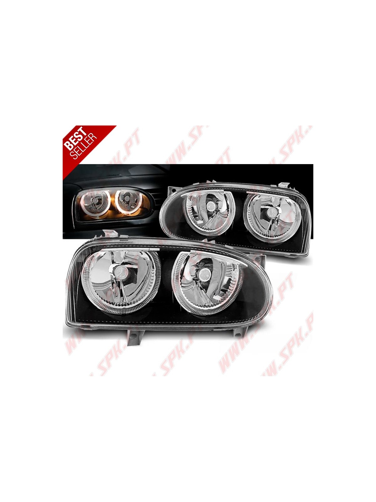 Faróis Angel Eyes / Black - VW Golf 3 (1991-1997)