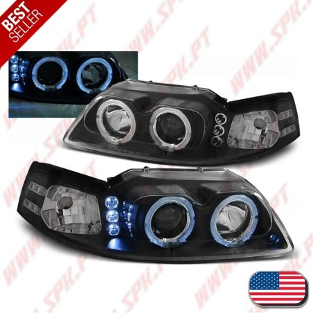 Faróis Angel Eyes / Black - Ford Mustang (1998-2004)