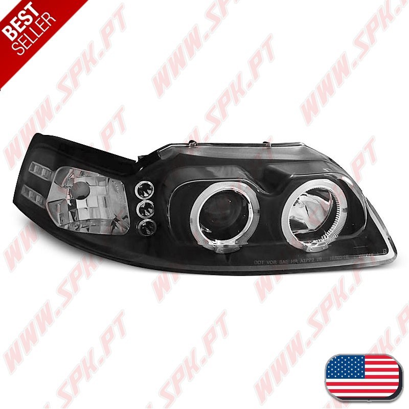 Faróis Angel Eyes / Black - Ford Mustang (1998-2004)