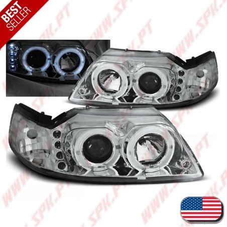 Faróis Angel Eyes / Chrome - Ford Mustang (1998-2004)