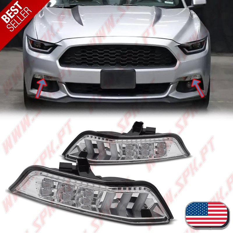 Faróis Presença + Piscas Frontais LED Chrome - Ford Mustang (2015-2017)