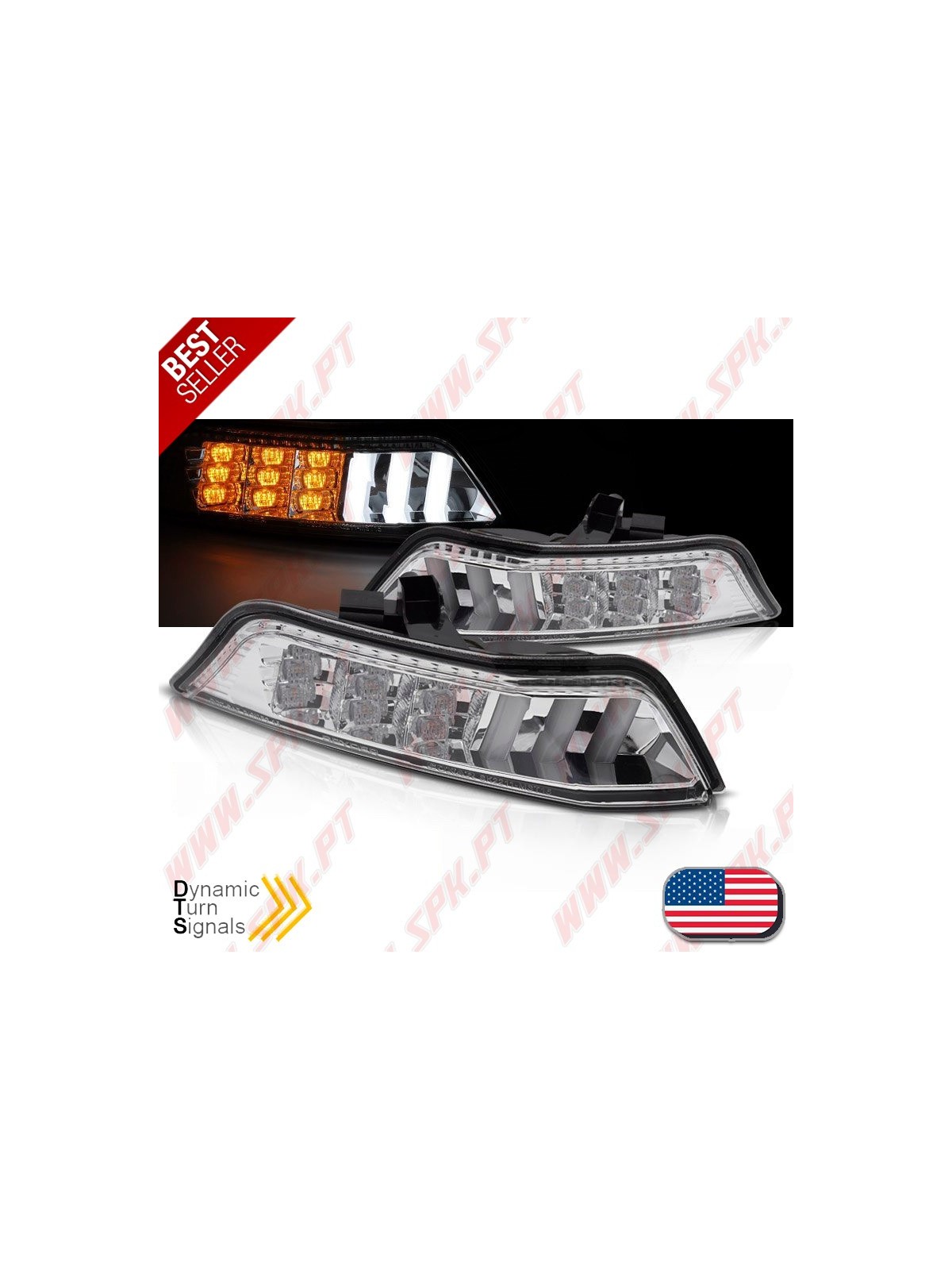 Faróis Presença + Piscas Frontais LED Chrome - Ford Mustang (2015-2017)