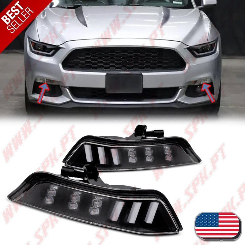 Faróis Presença + Piscas Frontais LED Black - Ford Mustang (2015-2017)