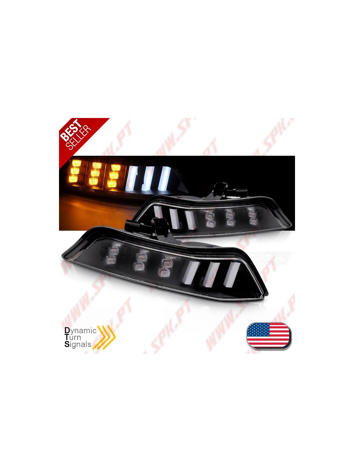 Faróis Presença + Piscas Frontais LED Black - Ford Mustang (2015-2017)