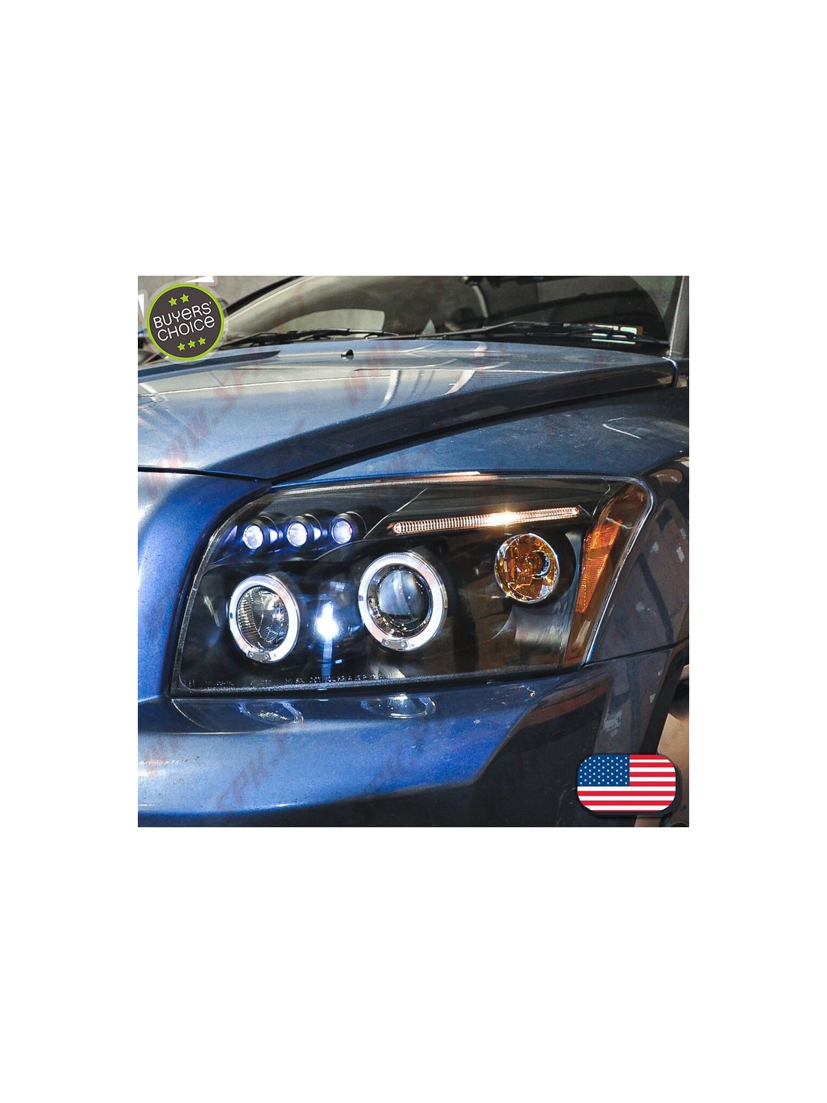 Faróis Angel Eyes LED / Black - Dodge Caliber (2006-2012)