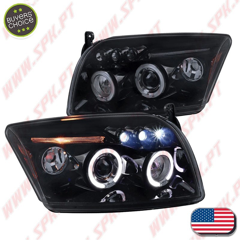 Faróis Angel Eyes LED / Black - Dodge Caliber (2006-2012)