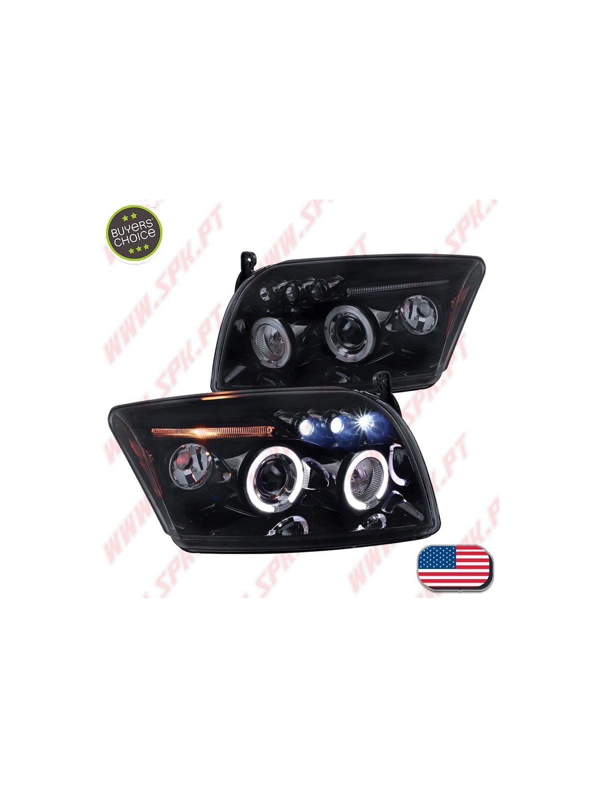 Faróis Angel Eyes LED / Black - Dodge Caliber (2006-2012)