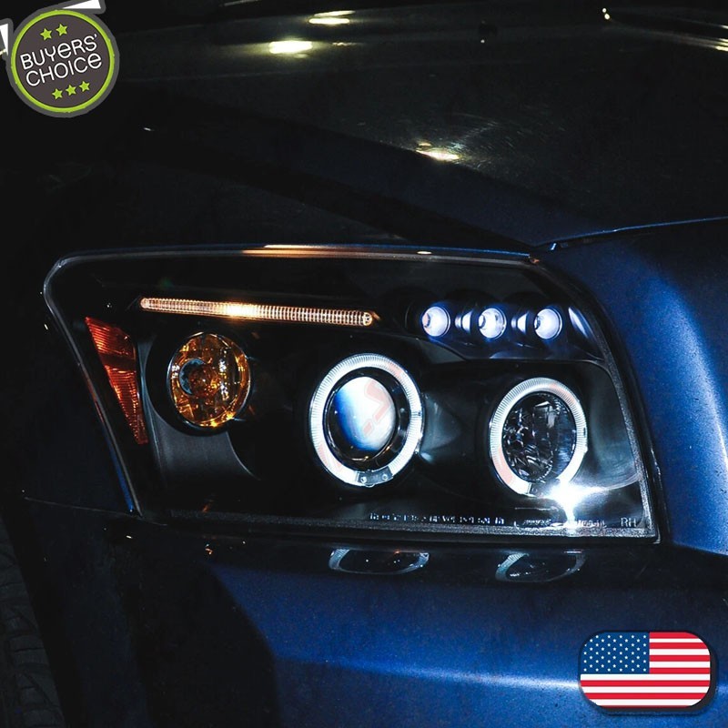 Faróis Angel Eyes LED / Black - Dodge Caliber (2006-2012)