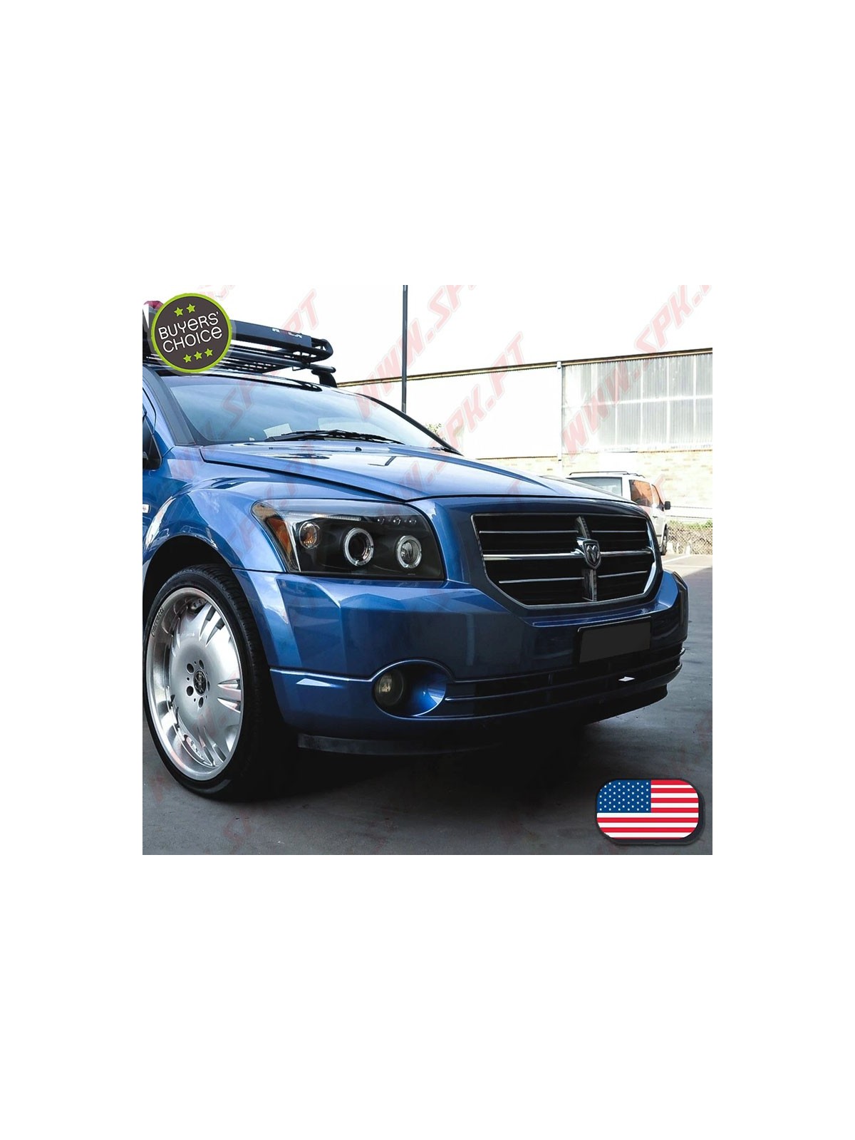 Faróis Angel Eyes LED / Black - Dodge Caliber (2006-2012)