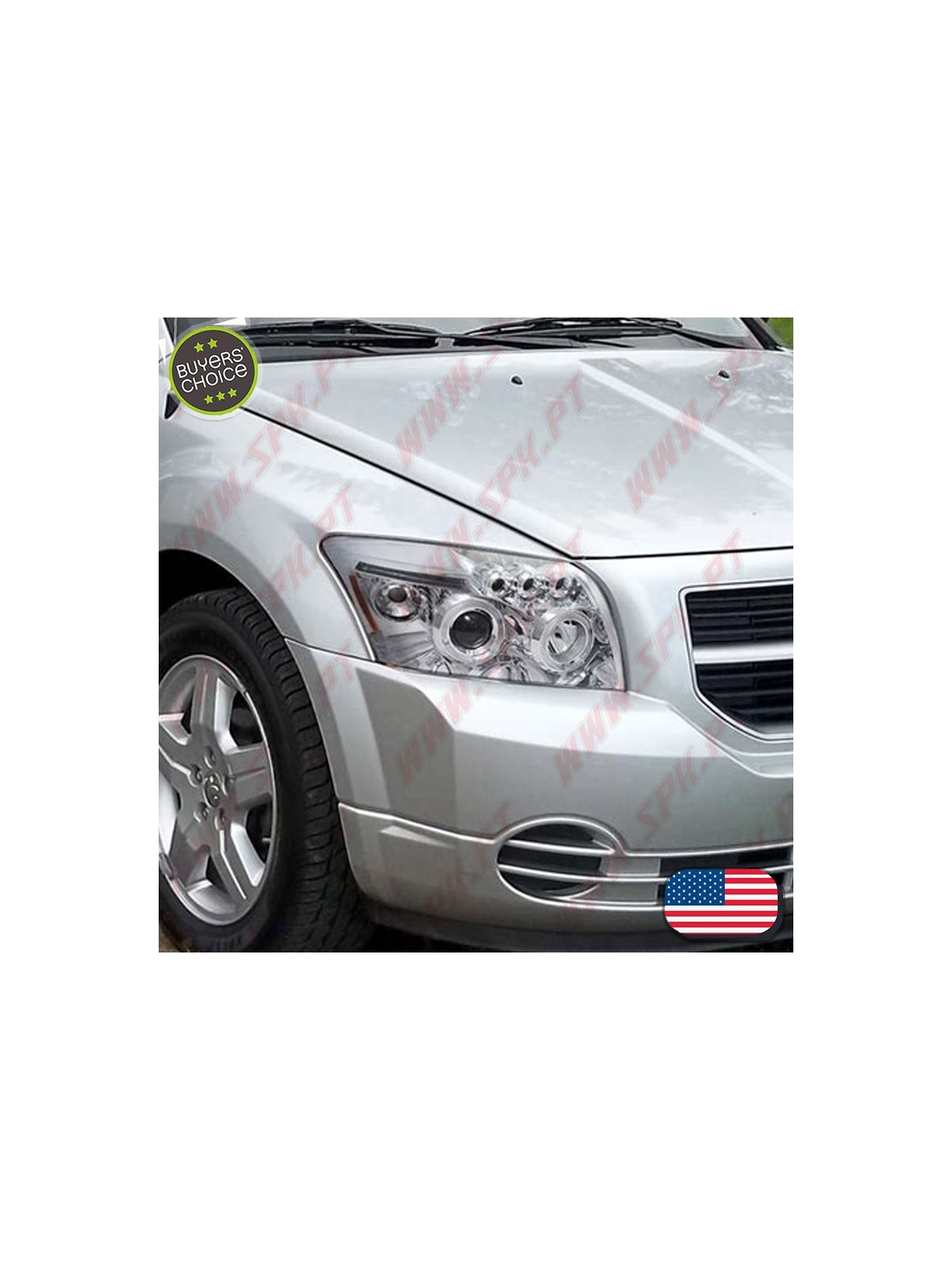 Faróis Angel Eyes LED / Chrome - Dodge Caliber (2006-2012)