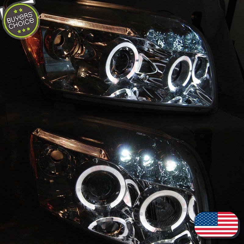 Faróis Angel Eyes LED / Chrome - Dodge Caliber (2006-2012)