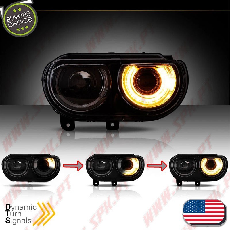 Faróis Dynamic DRL LED / Black - Dodge Challenger (2008-2014)