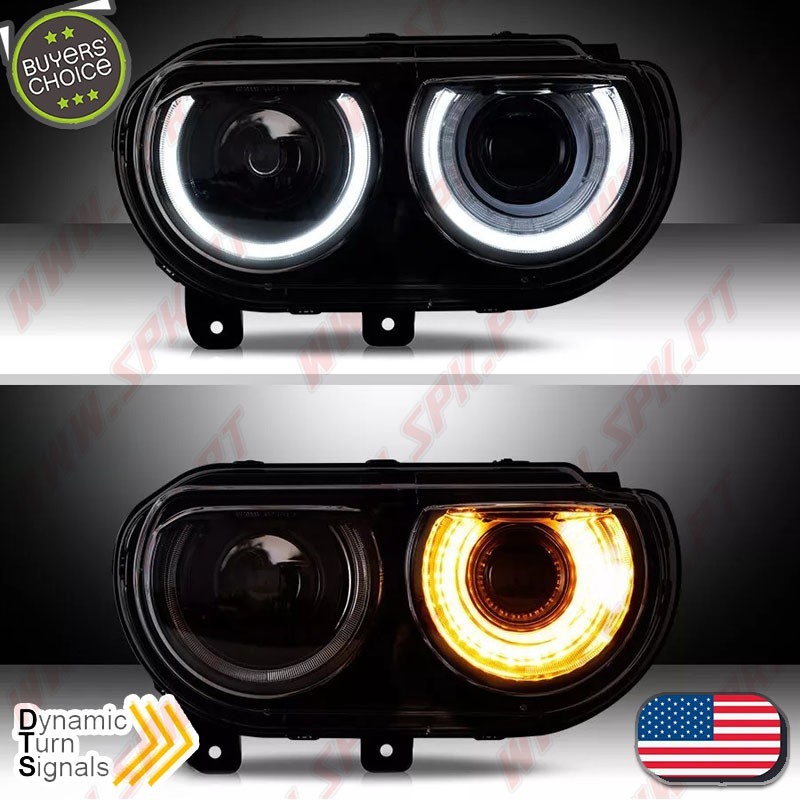 Faróis Dynamic DRL LED / Black - Dodge Challenger (2008-2014)