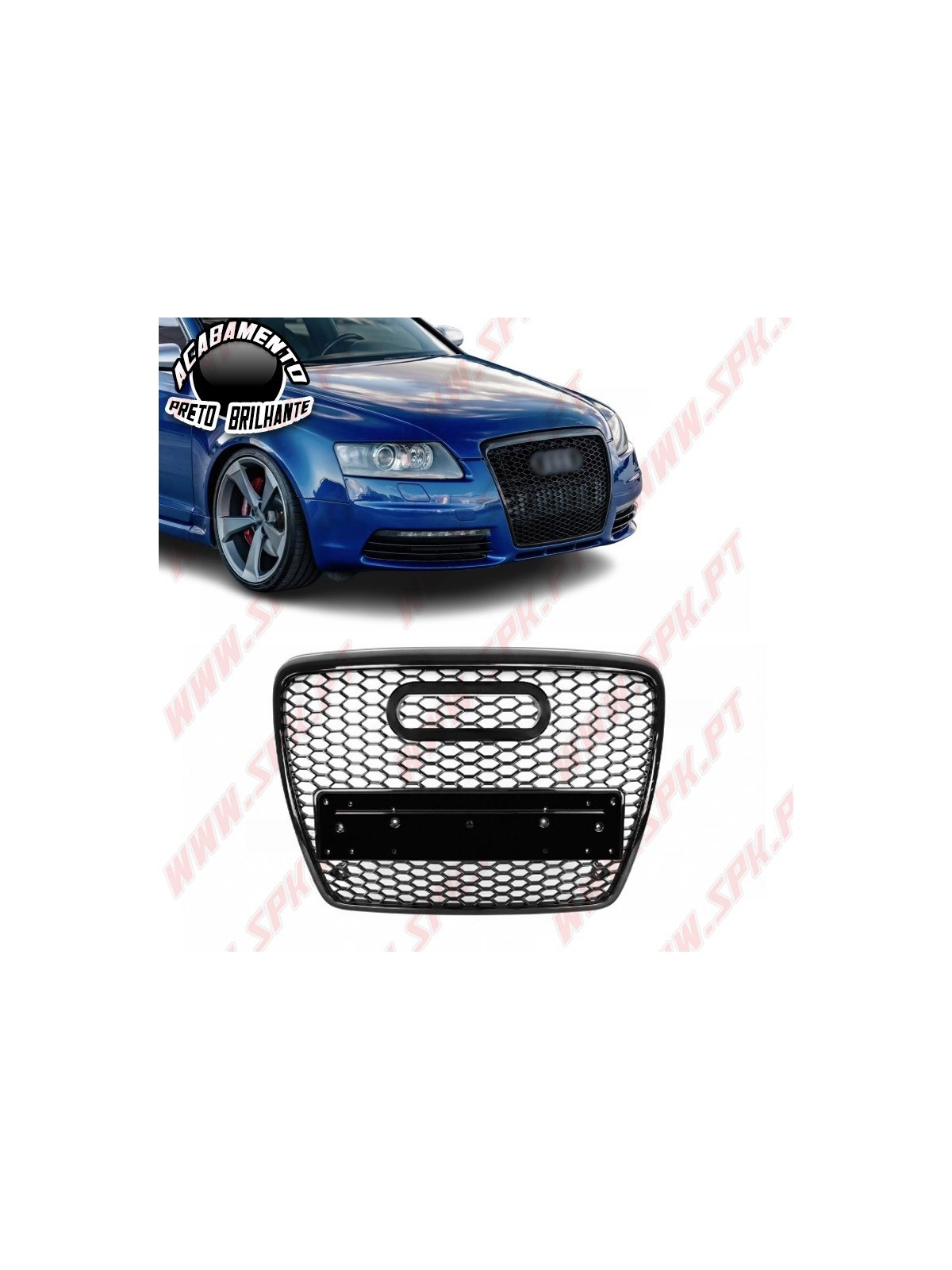 Grelha Frontal Look RS Black Gloss - Audi A6 C6 (2004-2011)