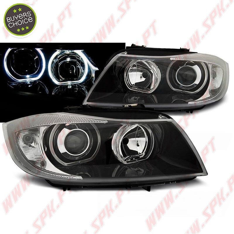 Faróis Angel Eyes / Black - BMW E90 / E91 (2005-2011)