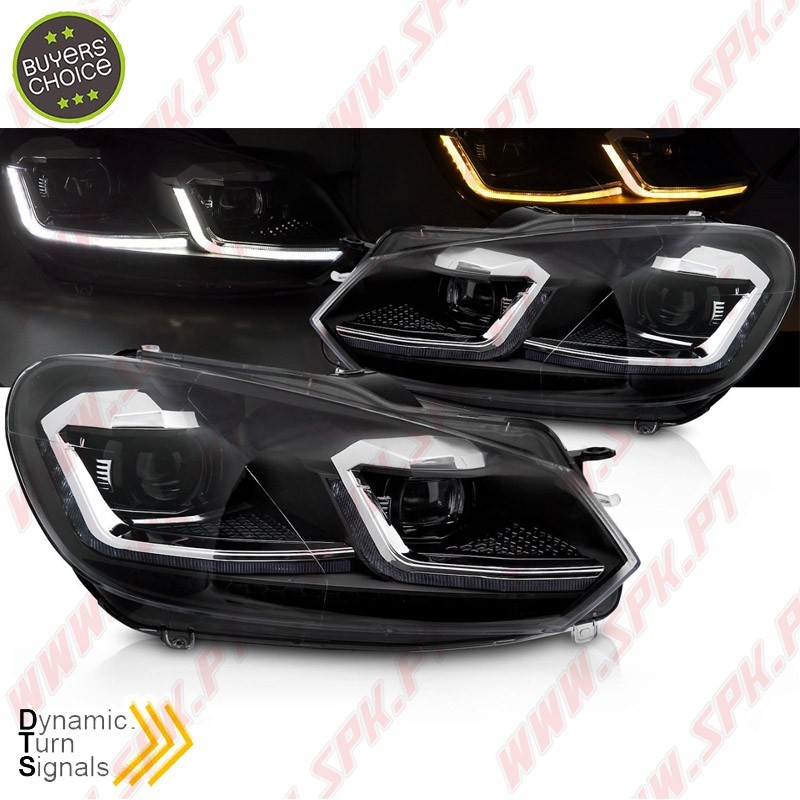 Faróis Dynamic DRL LED / Black - VW Golf 6 (2008-2012)