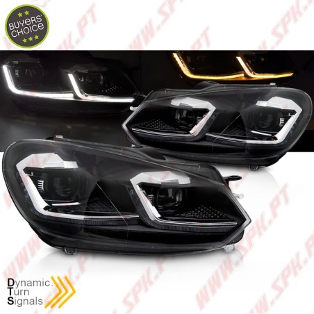 Faróis Dynamic DRL LED / Black - VW Golf 6 (2008-2012)