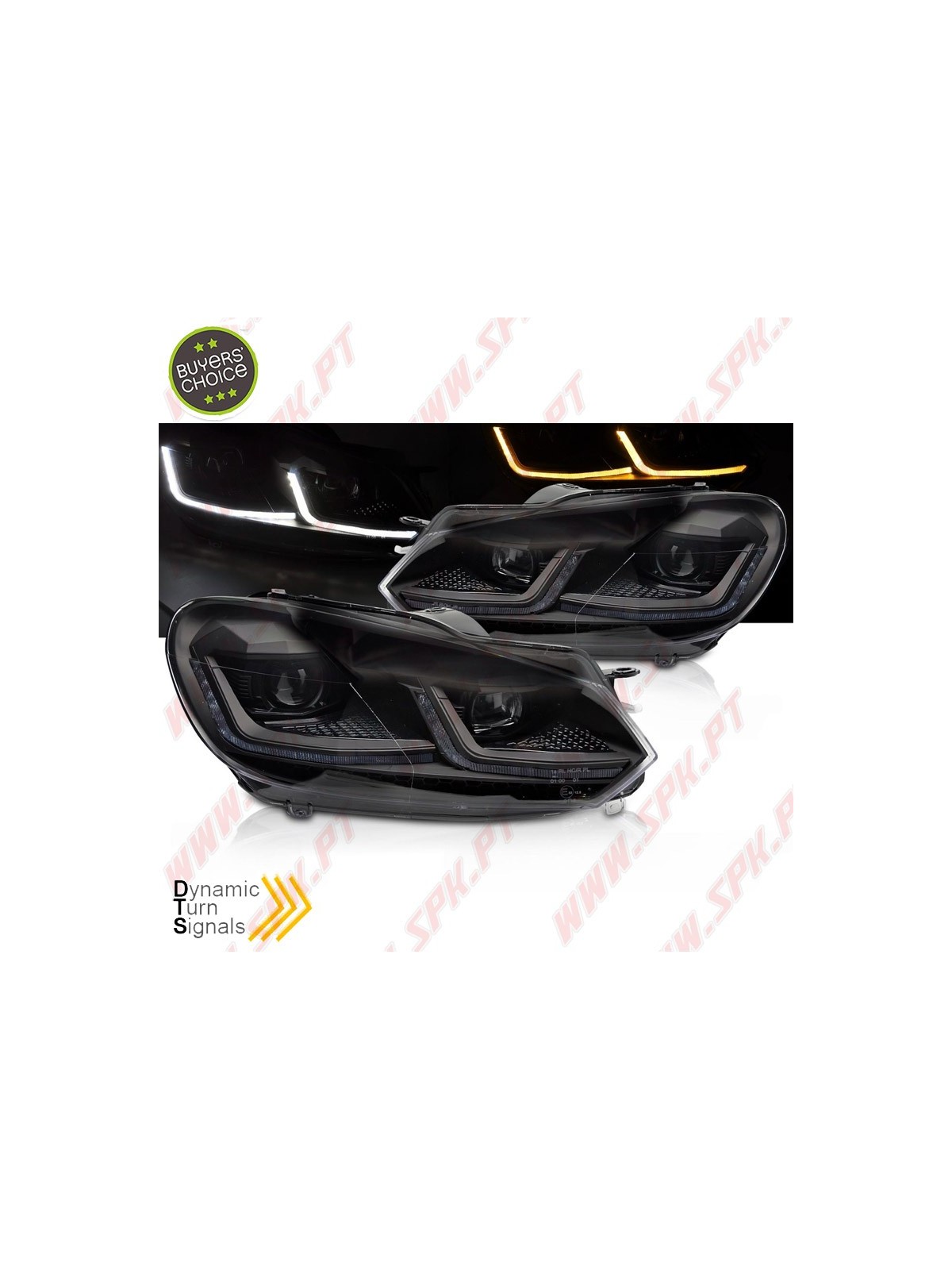 Faróis Dynamic DRL LED / Black Line - VW Golf 6 (2008-2012)