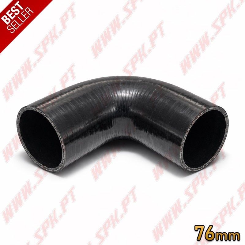 Tubo de Silicone 76mm Curva 90º Preto | Alta Performance Black Edition