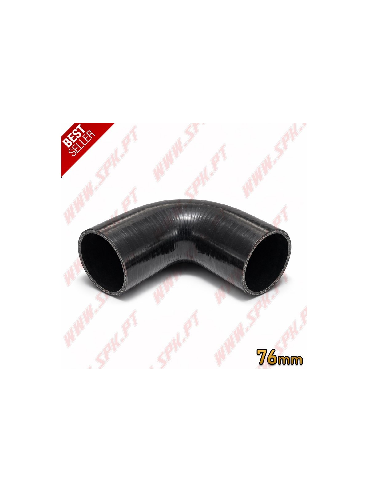 Tubo de Silicone 76mm Curva 90º Preto | Alta Performance Black Edition