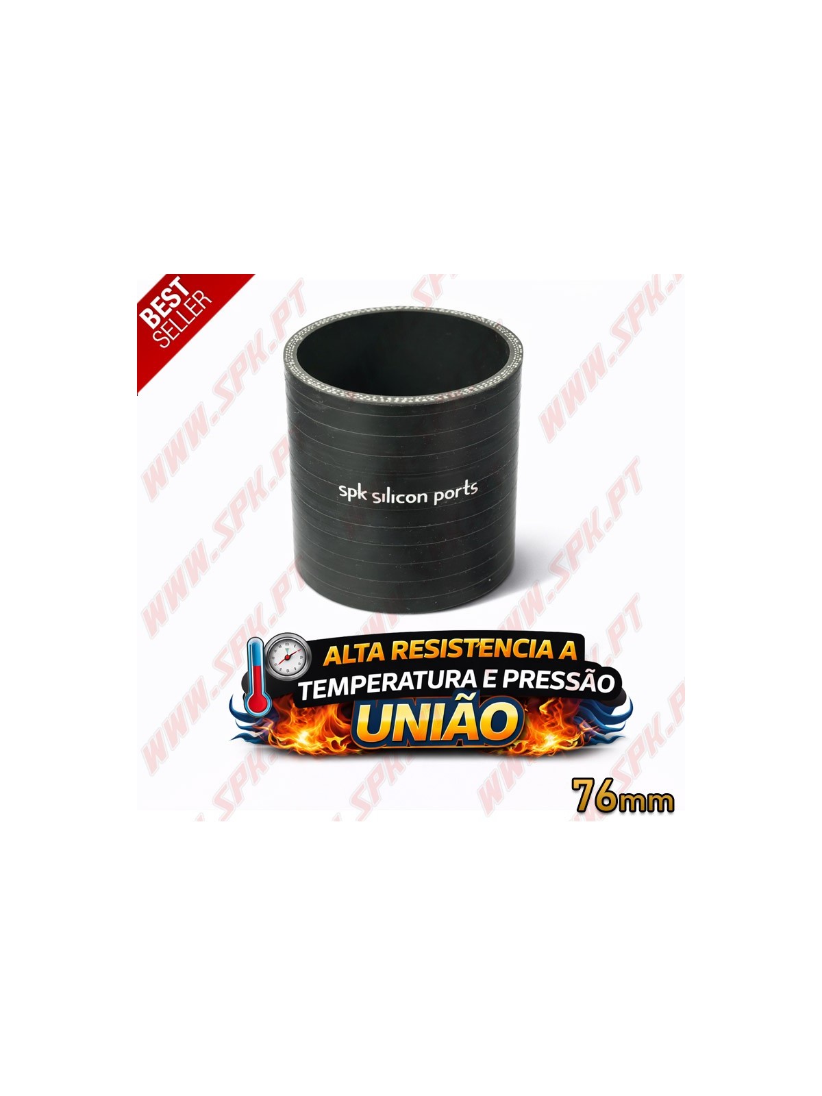 Tubo de Silicone União 76mm - Black Edition