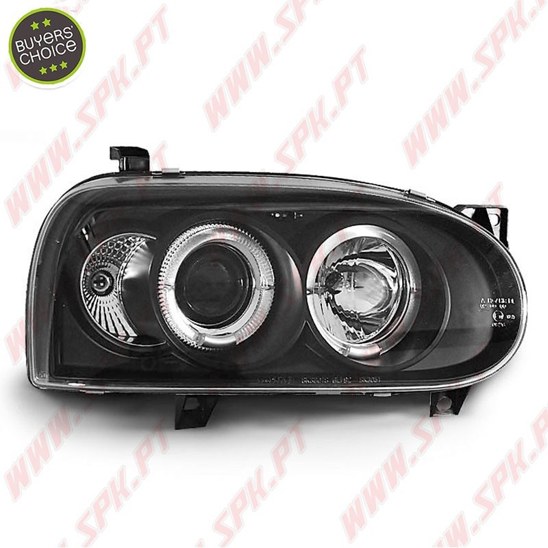 Faróis Angel Eyes LED / Black - VW Golf 3 (1991-1997)