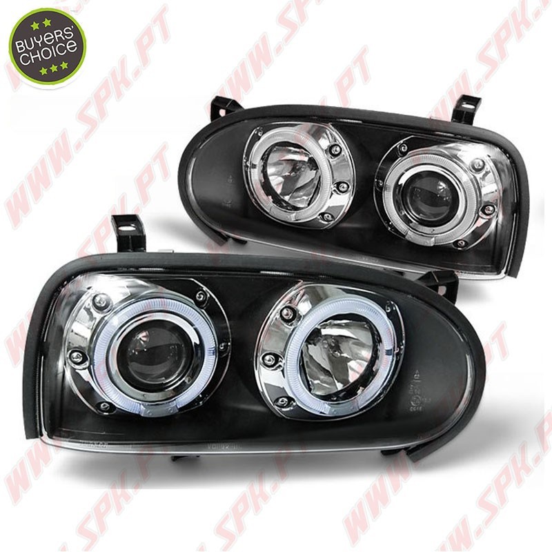 Faróis Angel Eyes LED V.2 / Black - VW Golf 3 (1991-1997)