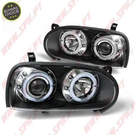 Faróis Angel Eyes LED V.2 / Black - VW Golf 3 (1991-1997)