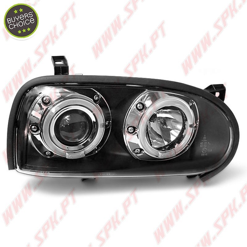 Faróis Angel Eyes LED V.2 / Black - VW Golf 3 (1991-1997)