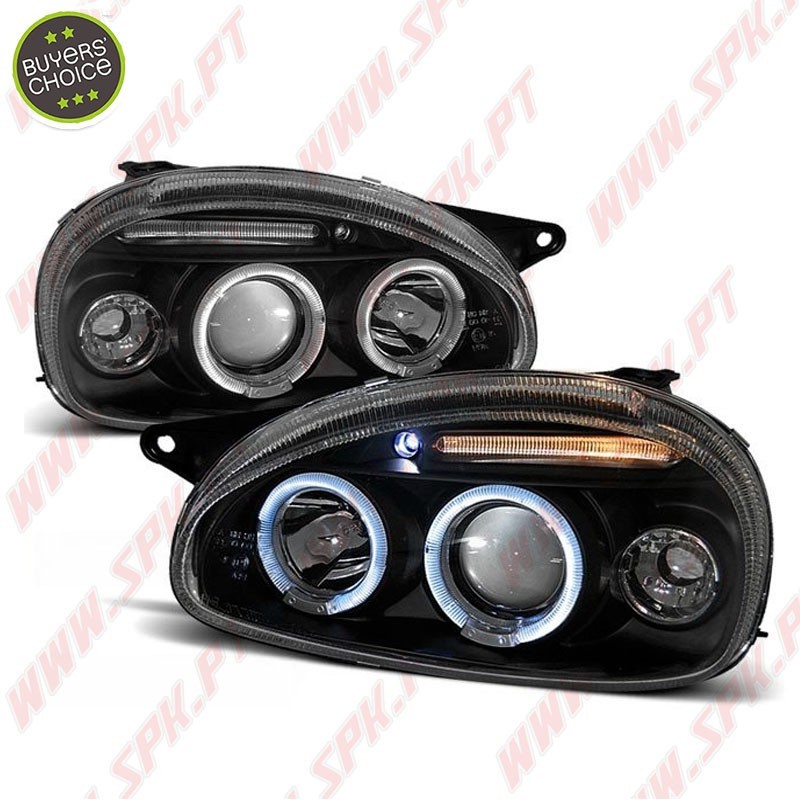 Faróis Angel Eyes LED / Black - Opel Corsa B (1993-2000)