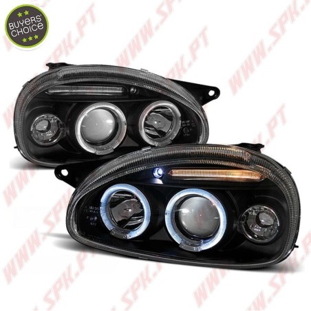 Faróis Angel Eyes LED / Black - Opel Corsa B (1993-2000)