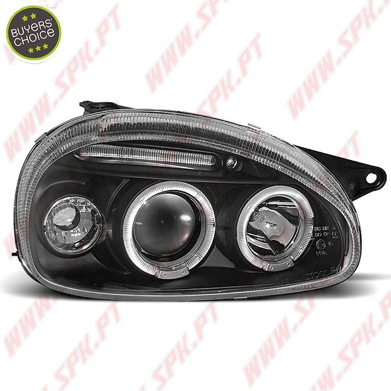 Faróis Angel Eyes LED / Black - Opel Corsa B (1993-2000)