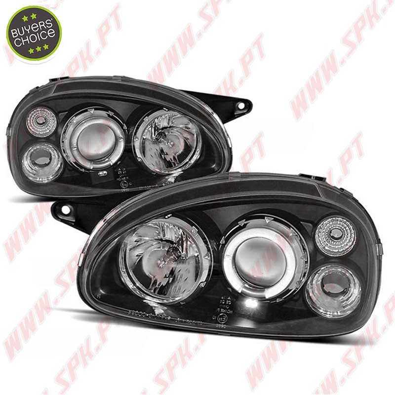 Faróis Angel Eyes LED / Black V.2 - Opel Corsa B (1993-2000)