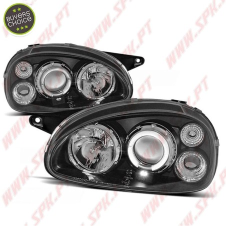 Faróis Angel Eyes LED / Black V.2 - Opel Corsa B (1993-2000)